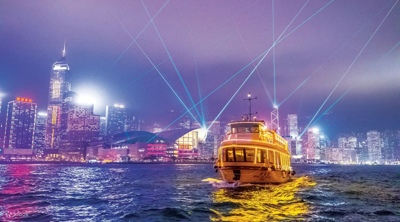 中式观光船夜游维港